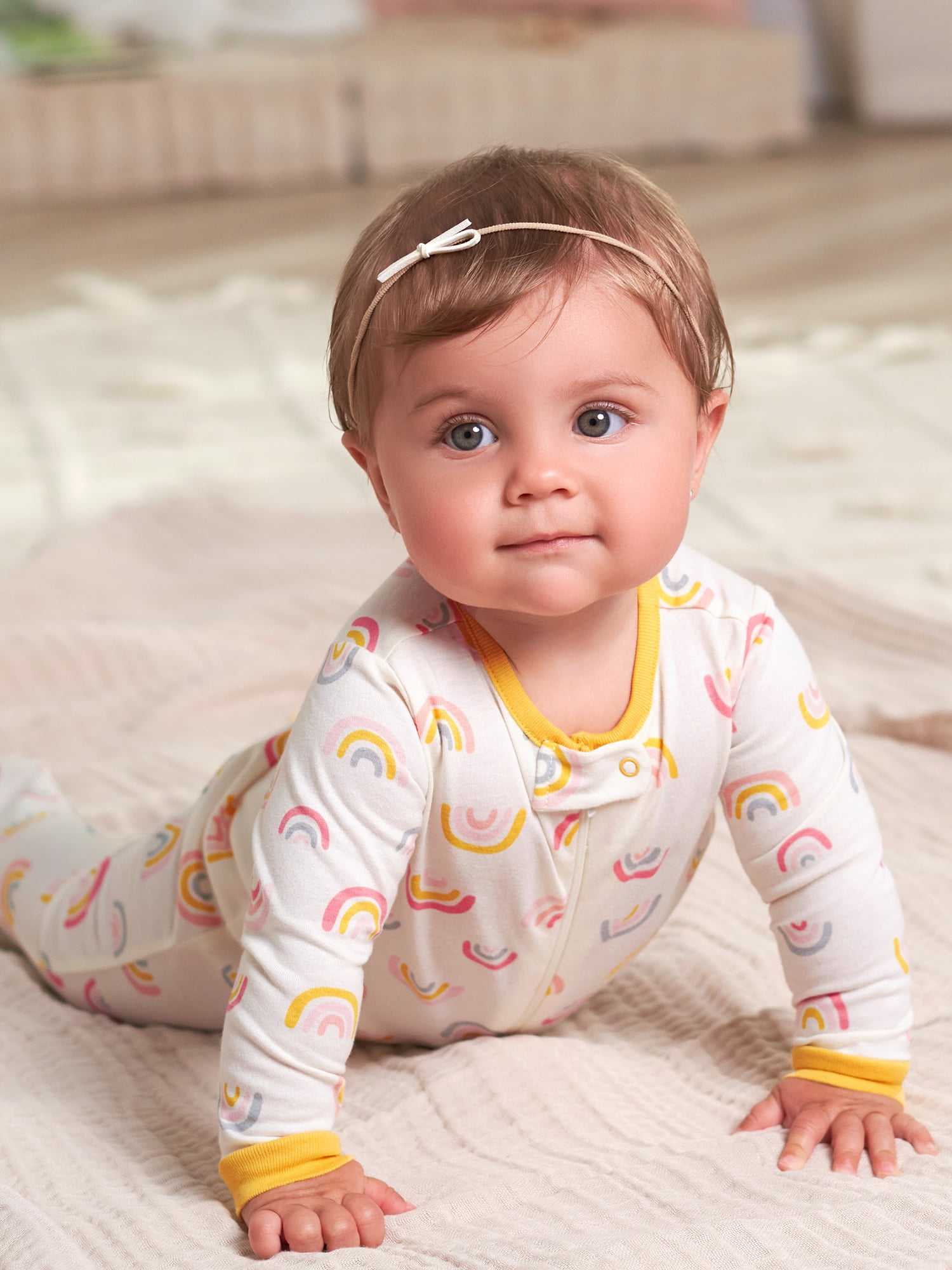Gerber Baby Girl Sleep 'n Play Footed Pajamas, 4-Pack