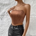 thumbnail image 3 of Elainilye Fashion Shapewear Tank Top Corset Top Sleeveless Strapless Bodyshaper Corset Tube Bandeau Summer Tops Vest,Brown, 3 of 9