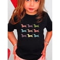 thumbnail image 1 of Camiseta de manga corta con estampado de cachorro multicolor para niñas, diseño de cuello redondo, ropa de verano informal y elegante para niños, adecuada para edades de 1 a 8 años., 1 of 5
