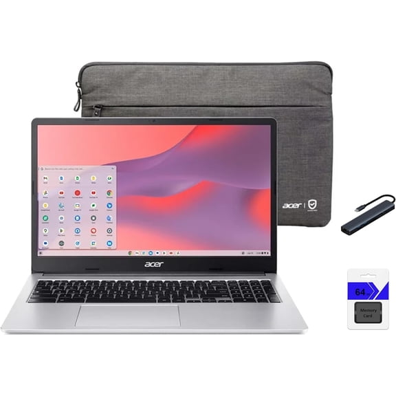 Acer Chromebook 315 15.6" FHD Laptop, Intel Celeron N4500, 32GB RAM, 64GB eMMC 64GB Memory Card, Pure Silver, Chrome OS, Wi-Fi 6, Protective Sleeve Included with Mazepoly Accessories