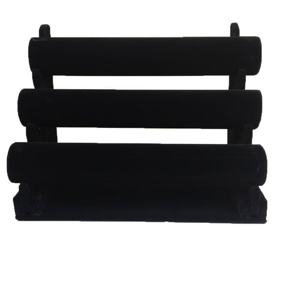 Black 3-Tier Velvet Jewelry Bracelet Watch Display Rack Holder