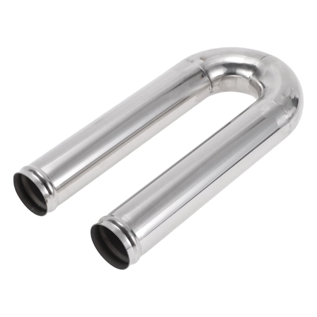 Tubo de escape de mandril de 180 grados con rodillo de perlas, tubería personalizada para automóvil modificado, 2" OD, longitud de 11.81", acero inoxidable T304, tono plateado
