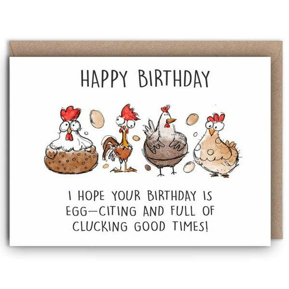 Happy Birthday Card – Egg-citing Chicken Design – Envelope Included, Blank Inside – Perfect for All Ages – Fun and Humorous Birthday Greeting