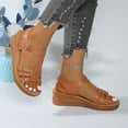 thumbnail image 5 of LOVZFMLL Wedge Sandals for Women Open Toe Ankle Strap Comfort Walking Sandals for Summer Casual Outdoor Beach Vacation Brown 6.5, 5 of 5