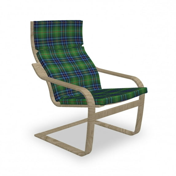 Plaid Armchair Pad and Slipcover, Grunge Looking Vibrant Colored Scottish Folkloric Pattern with Cultural Retro Design, 1 Piece Soft Cushion Replacement with Removable Cover, Multicolor, by Ambesonne