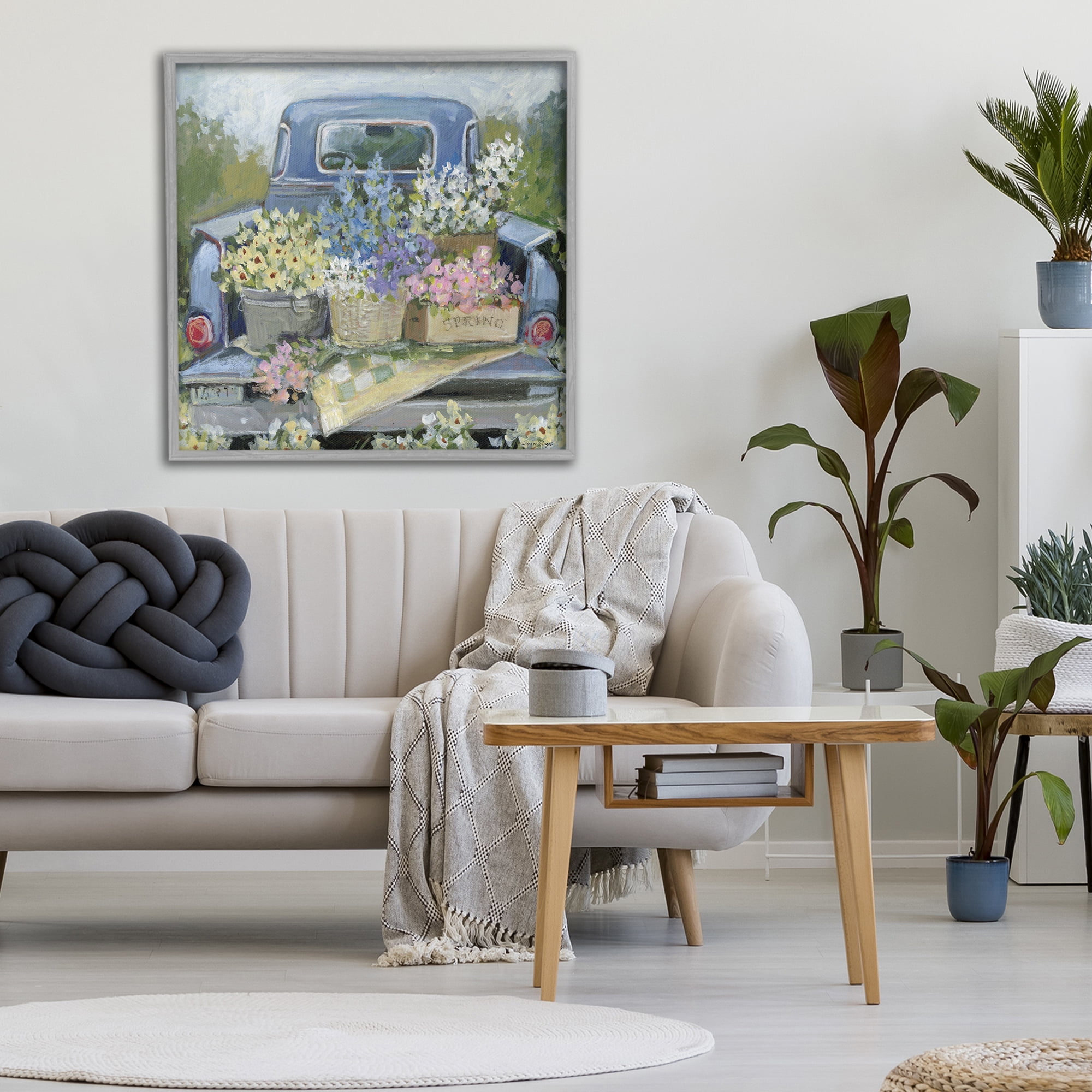 Stupell Industries Truck Bed with Flowers Gray Framed Giclee Art, design by Susan Winget