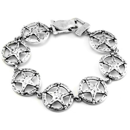 Texas Am Aggies Bracelets - Texas Lone Star Antiqued Silver Tone Link Bracelet 7.5
