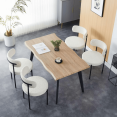 thumbnail image 3 of LivinVeluris Mid-Century Dining Chairs Set of 4, Modern Boucle Upholstered Kitchen Chairs with Black Metal Legs (Cream White), 3 of 9