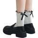 thumbnail image 4 of Zhuge Calcetines con lazo y volantes para mujer, informales, de algodón suave y transpirable, color negro y blanco, 4 pares, 4 of 5