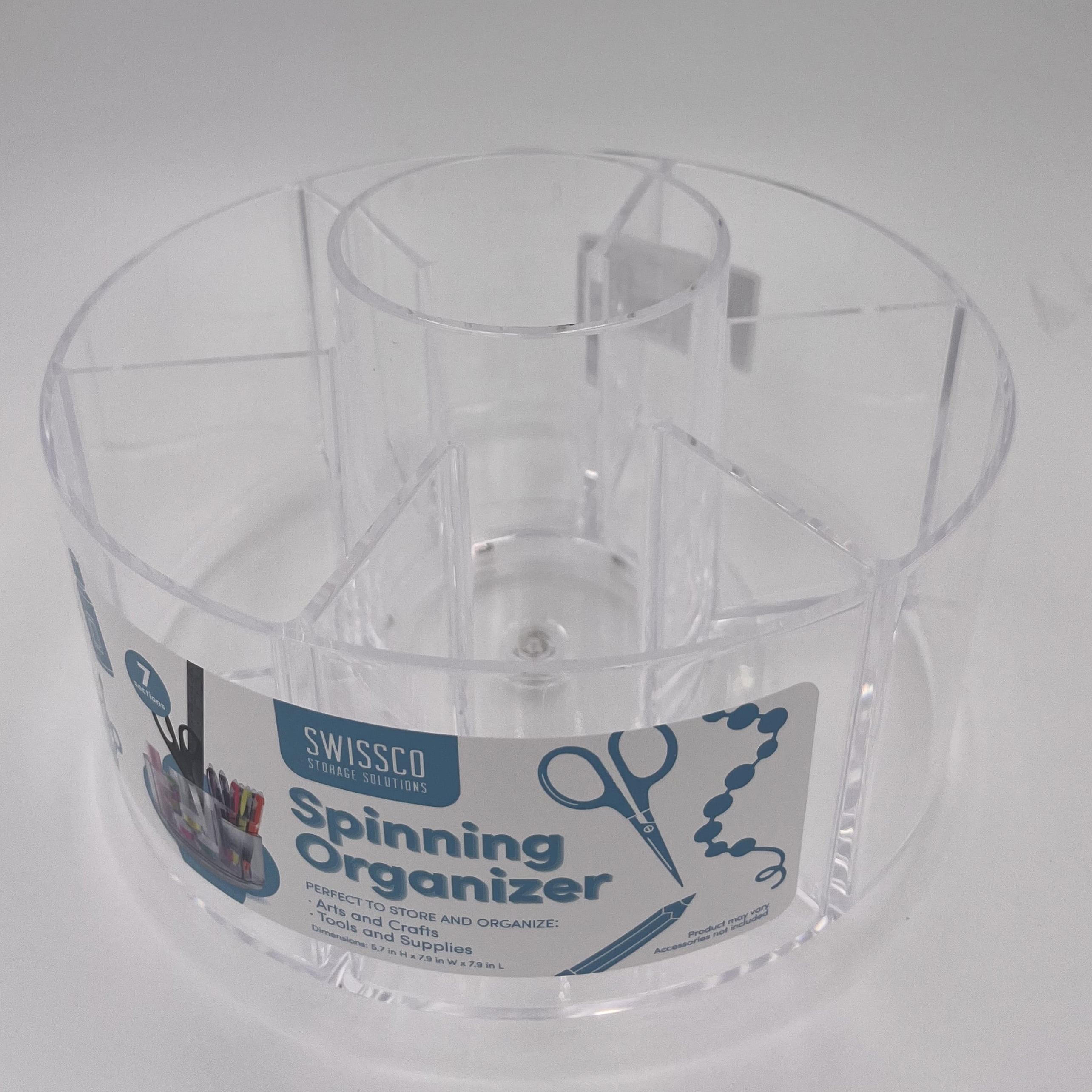 Swissco Spinning Arts and Crafts Storage Caddy Organizer, Rotating, Clear, 7 Sections