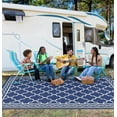 thumbnail image 6 of Hasoo 9' x 18' PP Tube Woven Outdoor Rug for Patio Reversible Carpetfor Camping Navy & White, 6 of 6