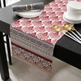 thumbnail image 3 of Red Boho Cotton Linen Table Runner 16 x 72 inch Geometric Stripes Middle Century Plaid Non-slip Rectangular Dining Table Decor for Wedding Party Holiday Dinner, 3 of 8