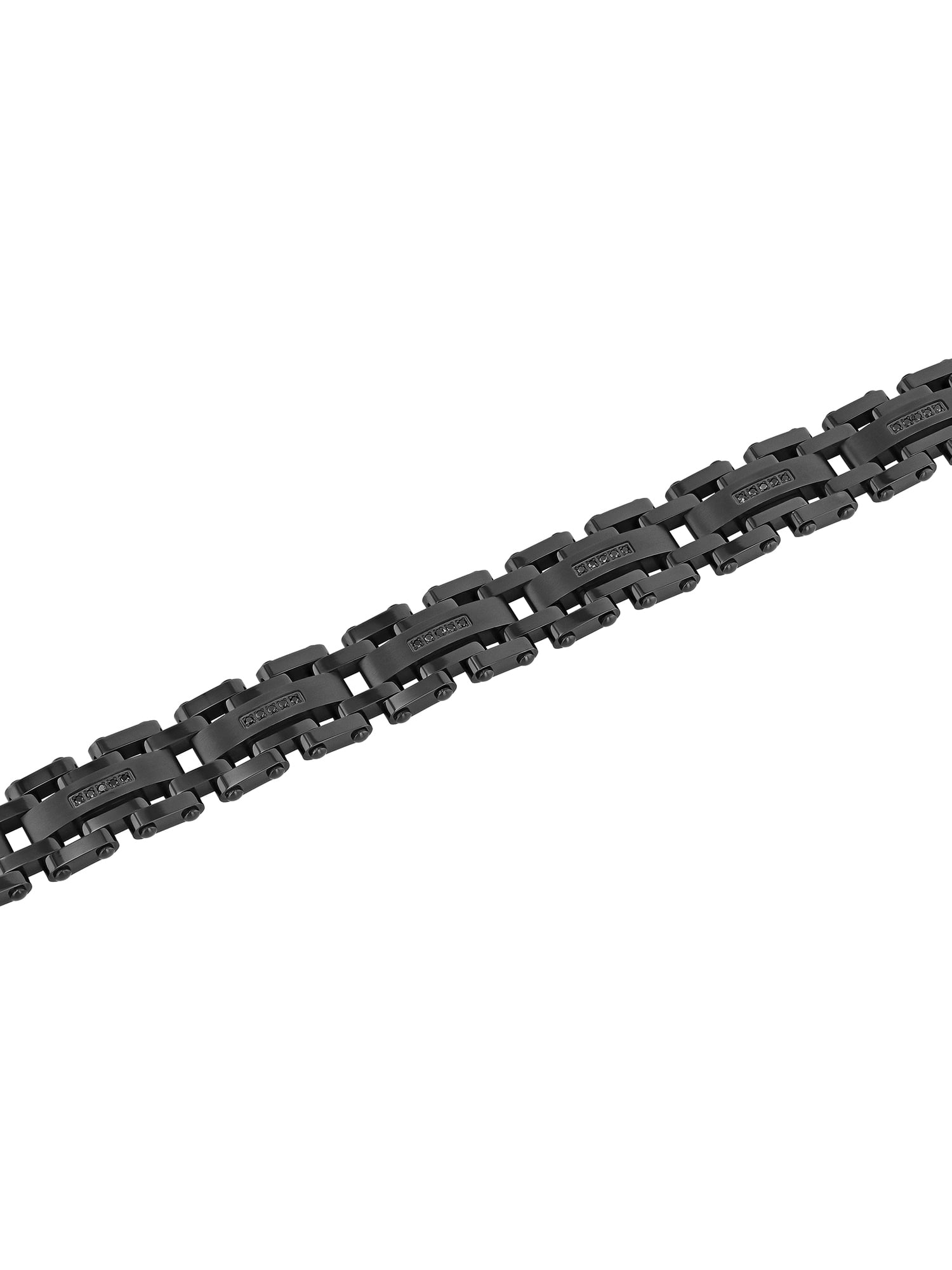 Men's 0.15 ctw Black Diamond Black Finish Steel Link Bracelet