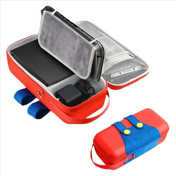 Hard Carrying Case for Nintendo Switch 2 with Storage Pockets, Zipper & Protector Accessories-Red-A
