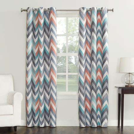 - Sun Zero Largo Chevron Print Thermal Insulated Room Darkening Grommet Curtain Panel