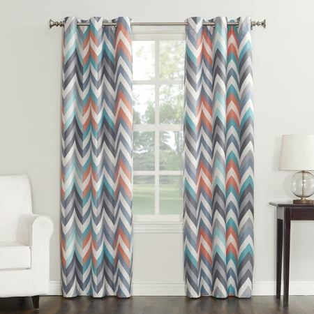 Sun Zero Largo Chevron Print Thermal Insulated Room Darkening Grommet Curtain (Best Window Coverings For Insulation)