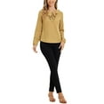 thumbnail image 3 of INSPIRE CHIC Women's Valentine's Day Ruffle Neck Long Sleeve Blouse Shirts M Khaki-Dots, 3 of 7