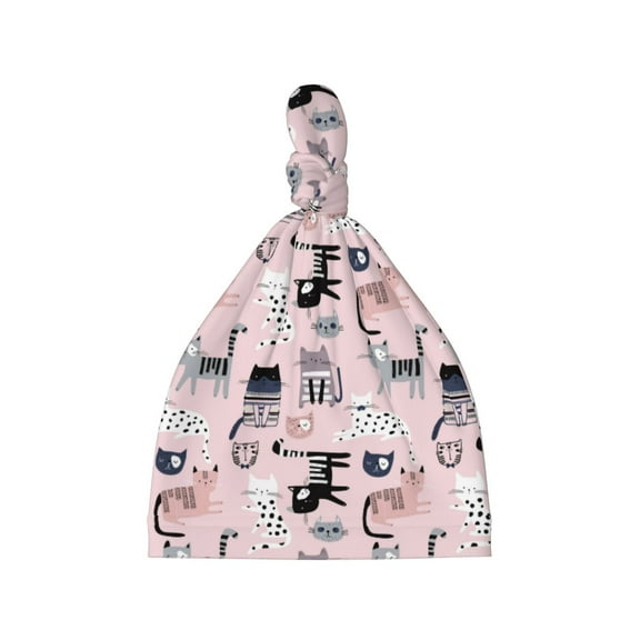 Picia Cat Printed Preemie Hats for Baby Girls Cotton Premature Knot Hats Newborn Hospital Cap Warm Knot Beanie Nicu for Preemie Girls and Boys