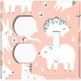 thumbnail image 4 of Metal Light Switch Plate Cover Cute Nature Wild Animals Pink ZOO004, 4 of 13