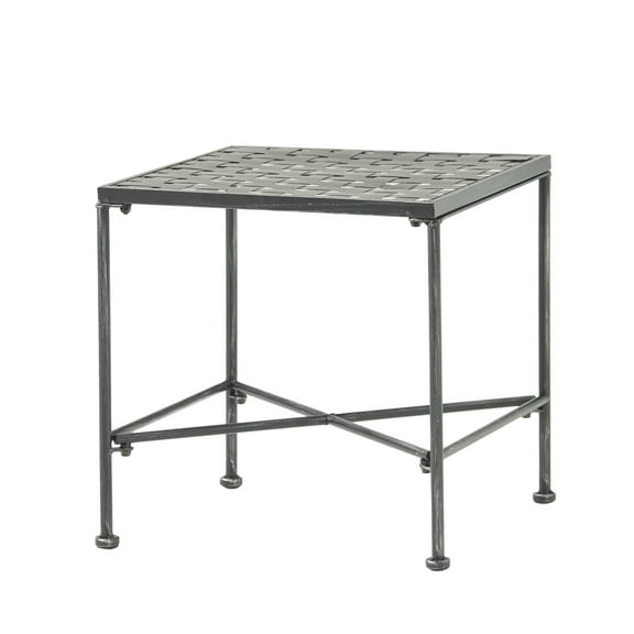 Patio Iron Side Table, Outdoor Small Square End Table, Modern Metal Sofa Side Table, Accent Coffee End Table With Metal Legs For Poolside, Garden