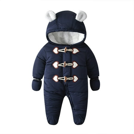 

THE WILD Casual Pretty Baby Jumpsuit Thickened Quilted Plus Velvet Warm Baby Cotton Coat