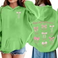 thumbnail image 2 of Byoo Girl's Bow Print Long Sleeve Hoodie Pullover Fit with Pocket Hooded Sweatshirt Soft Warm Casual Kids Outerwear for Daily Wear, 2 of 6