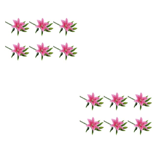 Bearachild 6 uds Lilys artificiales simulación de flores reutilizable lavable decorativo hogar sala de estar adorno de planta falsa Rosa oscuro 2piezas