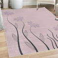 thumbnail image 1 of Flower Decorative Rug, Floral Petals with Striped Leaves and Lines Modern Style Geometrical Design Print, Quality Carpet for Bedroom Dorm and Living Room, 6 Sizes, Pale Lilac, by Ambesonne, 1 of 4
