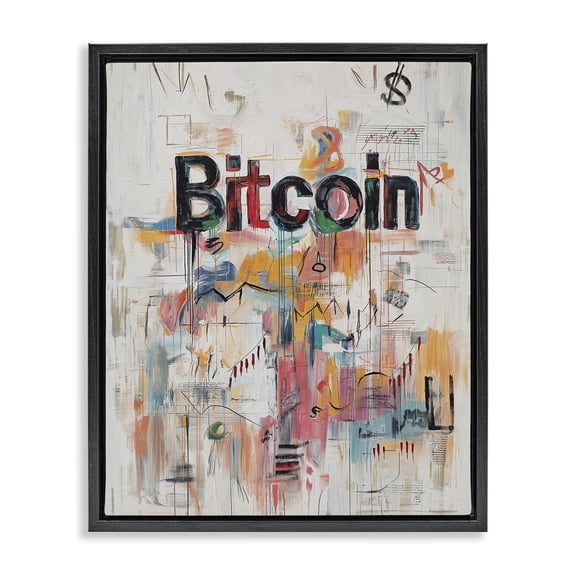 Stupell Industries Industrial Digital Currency Abstract Collage Black Floating Frame Canvas Art, 17 x 21, by Svetlana Aleynikova