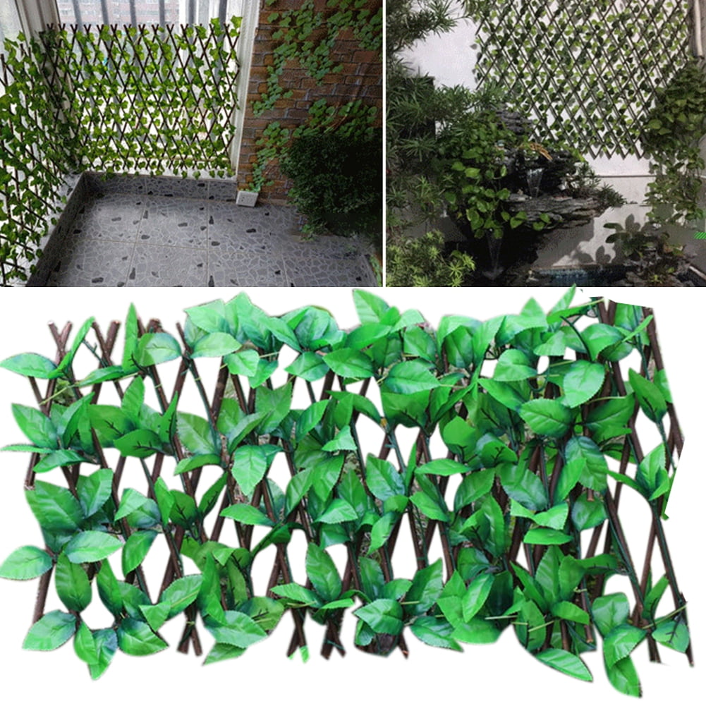 Retractable Artificial Leaf Privacy Fence with Flower,Expanding Trellis