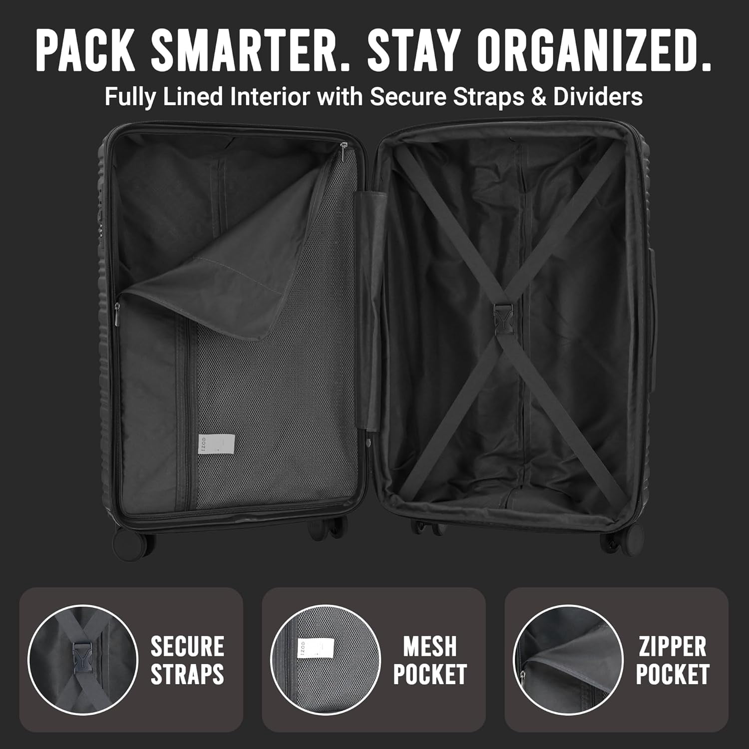 Romeo 20 Inch Carry-On Expandable Hardside Luggage, Black