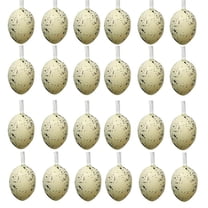 Bfogop 24 Charming White Speckled Easter Eggs with Hanging Loops Easter Decorations Pastel Decor, Decor Eggs for Outdoor Use Table Decor DIY Spring Displays and Easter Decor 1.6 Inch