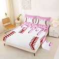 thumbnail image 2 of Castle Fairy Ice Cream Baseball King Sheets 4pcs, Sport Theme Bedding, Pink White Red,1 Fitted Sheet, 1 Flat Sheet and 2 Pillowcases, 2 of 6
