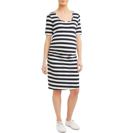 Sleeve Knitted Dress - Maternity Stripe Short Sleeve Knit Dress - Available in Plus Sizes