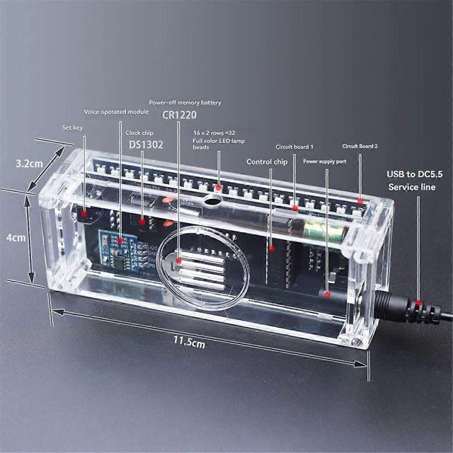 DC 5V Colorful LED Sound Control Spectrum Rhythm Light Module Digital Clock Electronic DIY Welding Practice Kit