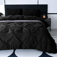thumbnail image 5 of Uutvmp Pinch Pleated Duvet Cover Set, Queen Size Pintuck Bedding Set, Soft Pintuck Tufted Comforter Cover with 2 Pillow Shams Luxury Microfiber Quilt Cover Solid Breathable Zipper, 3 Pieces, 5 of 6