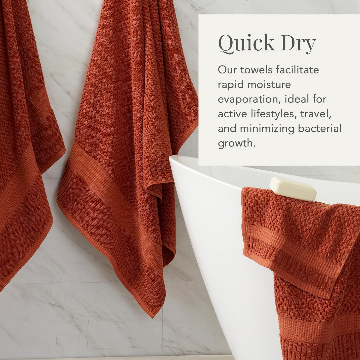 100% Cotton Hand Towel 6 Pack Hand Towel Set | Super Soft & Absorbent Quick-Dry Hand Towels 16" x 28" |Textured and Durable Cotton | Trinity Collection (6 Pack Hand Towel, Clay)