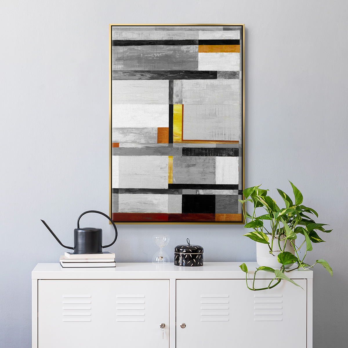 Retro Spectrum V7 Framed Premium Gallery Wrapped Canvas - Ready to Hang - 17 x 25 - Gold Floating Frame