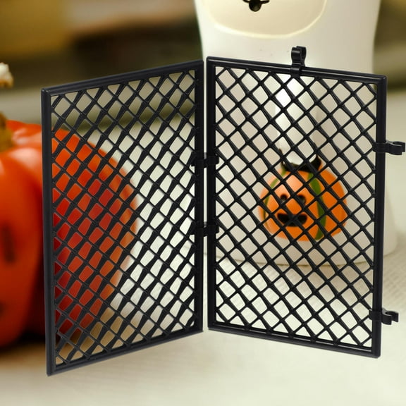 LEORX Mini Fence For Garden 6Sets Black Plastic Animal Barrier Decorative Square Fairy Garden Style 3.70X2.40X0.08In