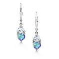 thumbnail image 2 of Gem Stone King 925 Sterling Silver Mercury Mist Mystic Topaz and  White Moissanite Dangle Leverback Earrings for Women (2.94 Cttw, Gemstone November Birthstone, Heart Shape 6MM, Trillion 5MM), 2 of 4