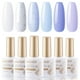 thumbnail image 1 of Set de esmaltes de uñas en gel GELLEN, 6 colores naturales, azul bebé, pastel, morado y blanco con purpurina, 1 of 6