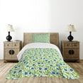 thumbnail image 4 of Ambesonne Fruits Quilted Bedspread Set 2 Pcs, Flowering Blueberry Leaf, Twin Size, Violet Blue Lime Green, 4 of 5