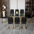 thumbnail image 2 of LUFTUT 71" Glass Dining Table Set for 8, Modern Dining Table with Gold Legs and 8 Faux Leather Chairs, Rectangular Dining Table for Kitchen and Dining Room, 2 of 9