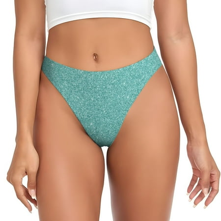 Adobk Teal Green Glitter Print Seamless Women Underwear Thongs No Show Ladies Thong No Line Breathable Comfortable Panties Undies for Women-Medium