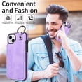 thumbnail image 6 of Dteck Case for iPhone 15 Plus,Magnetic Clasp Luxury PU Leather Card Slots Stand Durable Shockproof Case Back Wallet Flip Cover with Ring Buckle Cover,Purple, 6 of 10
