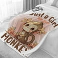 thumbnail image 3 of Monkey Blanket Gifts for Girl Woman Flannel Fleece Just A Girl Who Loves Monkeys Blankets Gift for Family Friend Kids Adult Couch Bedroom Birthdays 50X60 in for Teens, 3 of 6