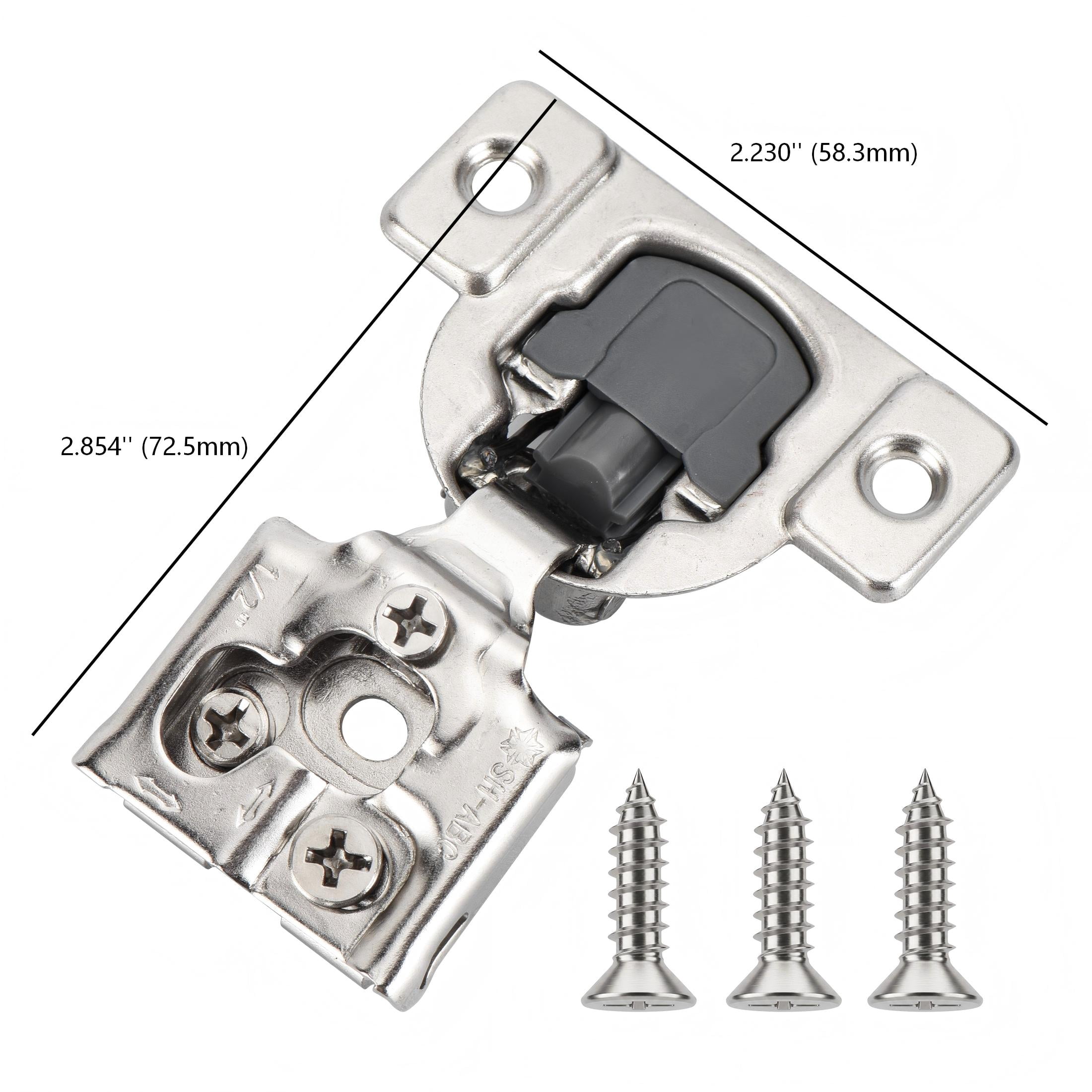 Hyper Tough 1/2 inch Overlay Soft Close Hinges, Satin Nickel, 60Pack