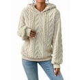 thumbnail image 3 of Suéter Holgado de Franela con Capucha para Mujer, Larga y Cálido para Invierno Albaricoque M, 3 of 8