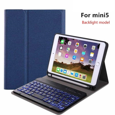 Detachable Bluetooth Keyboard Case For iPad Mini 4 / iPad Mini 5 / iPad Mini 2019, Ultra-thin Bluetooth Keyboard Case with Pen Slot for iPad mini Universal, with backlight