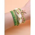 thumbnail image 1 of Granjero Gordo Pulsera de conchas en capas con cuentas Pulsera de conchas apilable colorida Accesorio de pulsera de estrella de mar, verde, 1 of 4